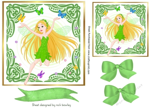 Gold and green fancy 7x7 frames with green faerie