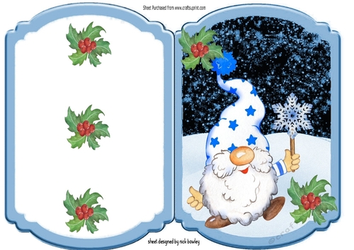 Lovely Christmas gnome with snowflake folded card (two)