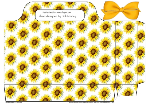 Lovely water colour sunflowers tote gift bag with bow
