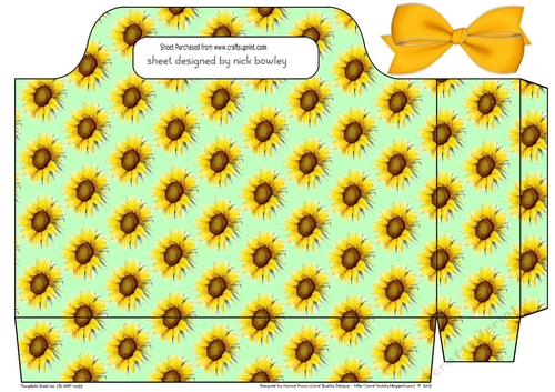 Lovely water colour sunflowers tote gift bag with bow (green)
