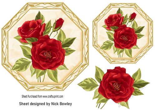 Pretty red roses in ornate toppers