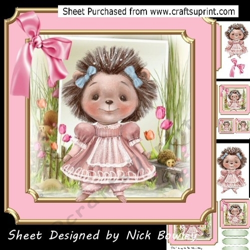 Cute little Girl Hedgehog with pink bow 7x7 Mini Kit