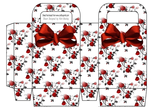 Lovely black Vines with red roses and red bow small gift bag
