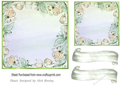 green Floral  7x7 card front/topper