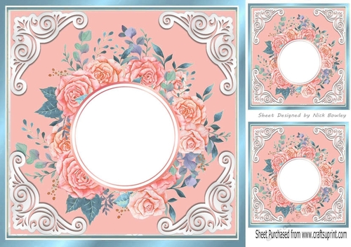 pretty Peach and white flowers on lace bracket card