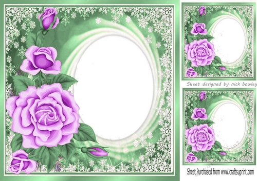 pretty Lilac and white flowers on lace bracket card