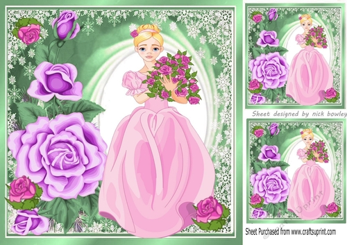 pretty princess with lilac and pink roses 8x8