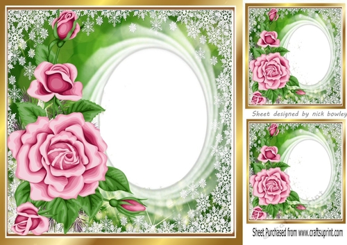 pretty cerise roses with oval centre 8x8