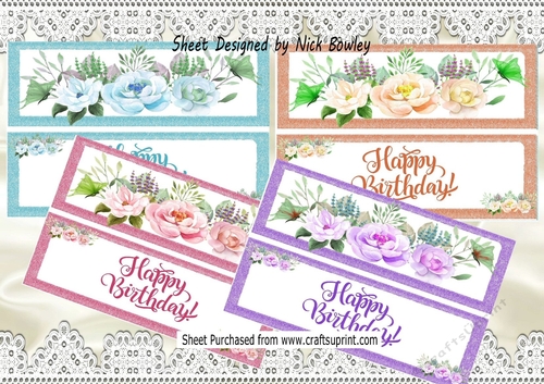  4 Coloured Rose Arrangements With Butterflies DL Mini Kit Cards