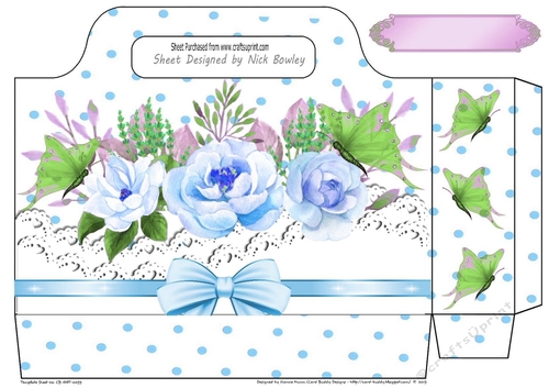 Pretty Blue Roses on lace and bow polkadot Tote Bag