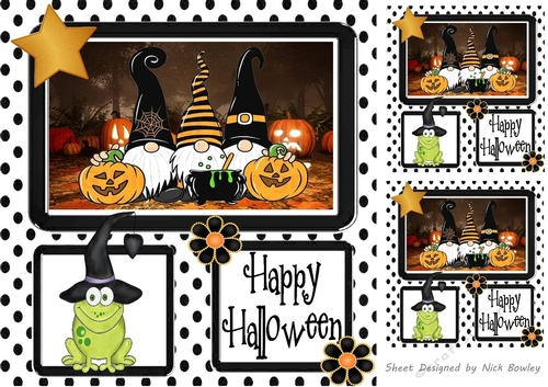 Window card 8x8 with halloween gnomes