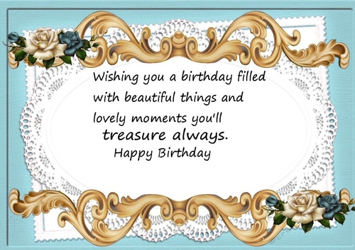 Pretty blue/cream roses on lace A4 Ornate Card Big with verse