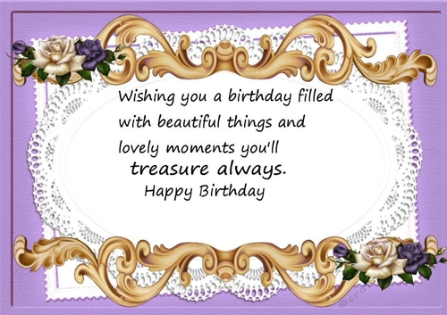 Pretty purple/cream roses on lace A4 Ornate Card Big with verse