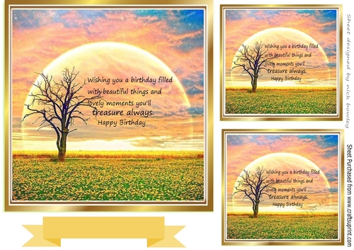Pretty Autumn shades Sunset 7x7 Topper/card front with verse