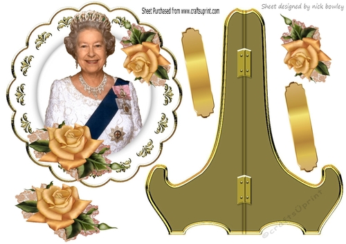 gold rose with queen plate and stand