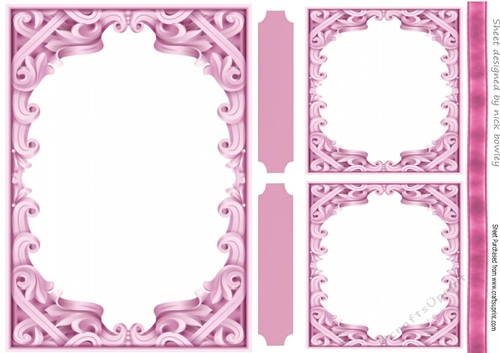 Ornate Pink Card Front With Gift Card/Topper A5