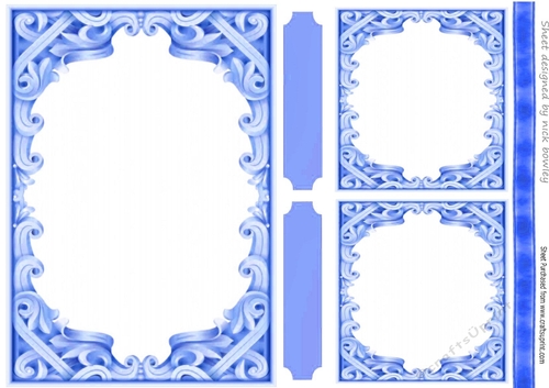 Ornate Blue Card Front With Gift Card/Topper A5