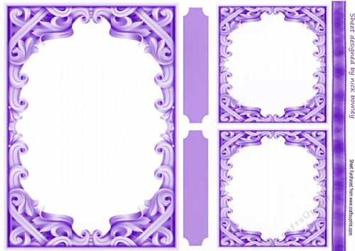 Ornate pretty purple Card Front With Gift Card/Topper A5