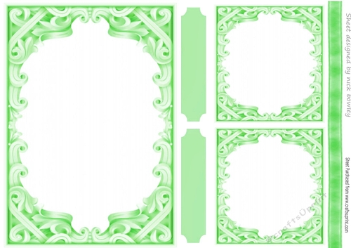 Ornate Green Card Front With Gift Card/Topper A5