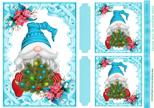 A5 Ornate Turq frame with gnome holding tree