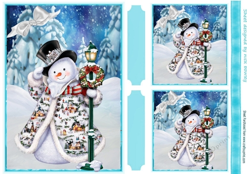  A lovely snowman in winter scene A5