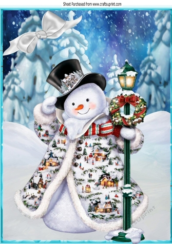 A lovely snowman in winter scene A4