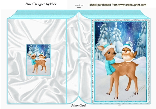 Ornate Turq frame with a cute deer and robin folded book