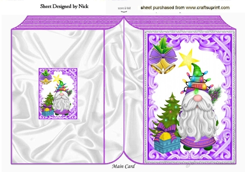  Lilac Christmas Gnome, A5 Folded book 