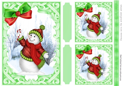 Christmas snowman with bows in A5 Ornate frame