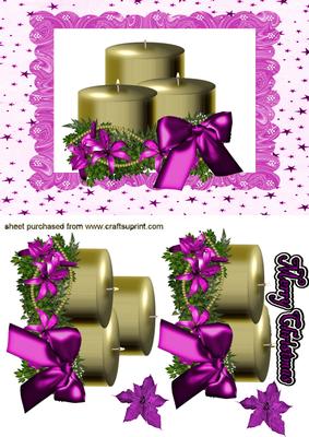 Gold/purple Candle in Frame