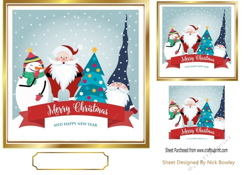Lovely folklore Christmas santa with friends 7x7