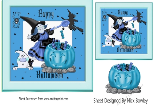Witching time! toppers with pumpkin (Blue) 7x7
