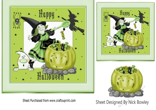 Witching time!  toppers with pumpkin (Green)) 7x7