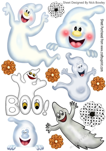 Lots of lovely Halloween ghosts a variety of cutouts