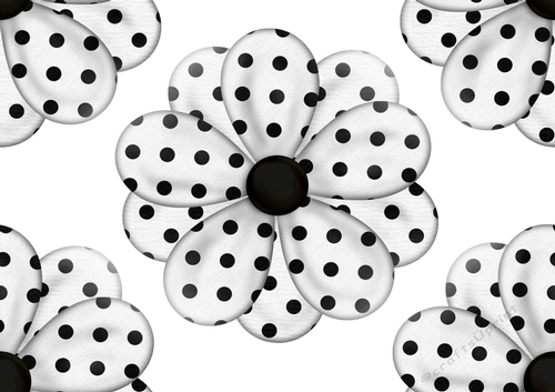  Black and White Polkadot Big flower Backing paper