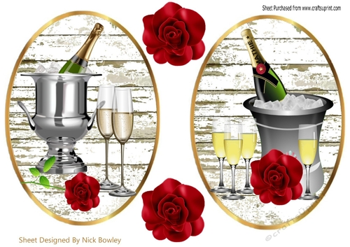  lovely Toppers of party/celebration time with wine /roses
