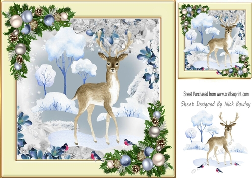 pretty deer in snowscene 8x8
