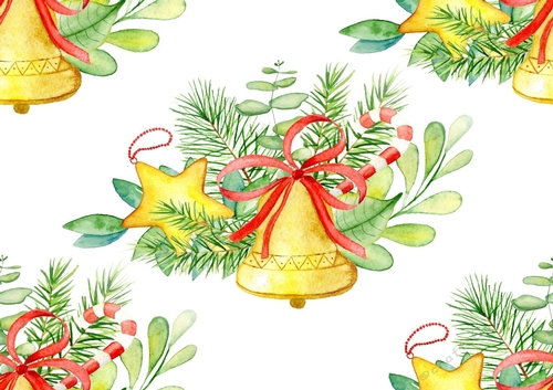 Pretty Christmas Bells and fern (BIG) Backing paper