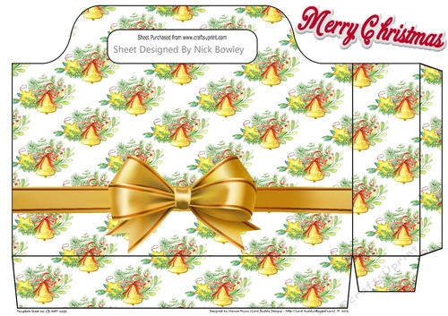 Pretty Christmas Bells and fern Tote Gift Bag with bow