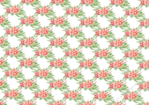 Pretty pink poinsettia backing paper with fern (SMALL)