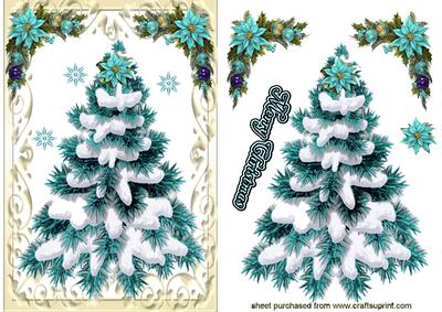 Turquiose Christmas Tree in Ornate Frame