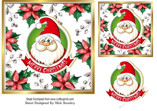 Cheeky Santa poinsettia card frame 7x7