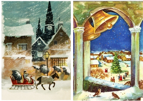  2 Lovely Christmas Snow Scenes A5 Card Fronts