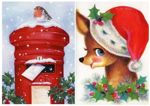  2 Lovely Christmas Reindeer and Robin A5