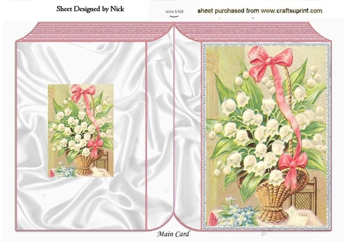 Beautiful Lily of the Valley in a basket Folded Book A5