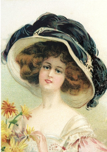 Beautiful Vintage Lady in a Hat A4 (one)