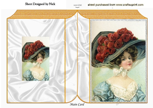 Beautiful Vintage Lady in a Hat A4 folded book (one)