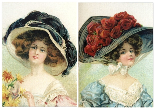  2 Beautiful Vintage Ladies in Hats card fronts