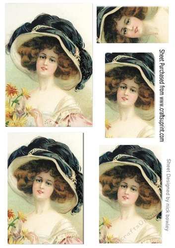 Beautiful Vintage Lady in a Hat A4 (one) pyramids