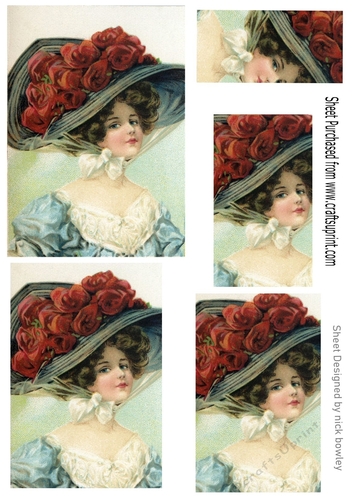 Beautiful Vintage Lady in a Hat A4 (two) pyramids
